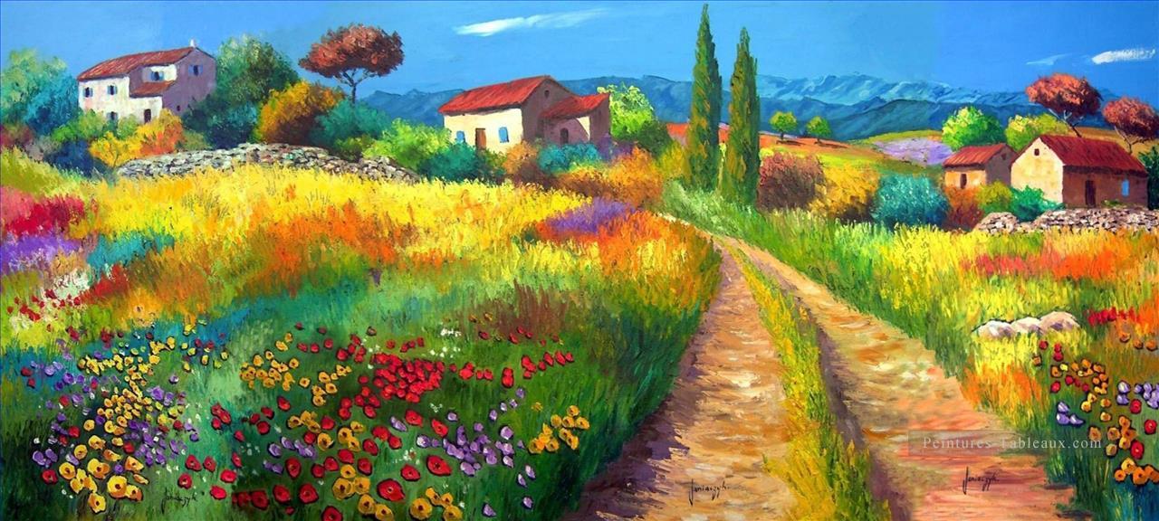 triptyque paysage provencal jardin Peintures à l'huile